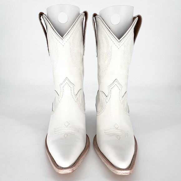 Thursday Boot Co. Sierra Western Boots White Leather Snip Toe Size 8 NWT - Picture 4 of 9